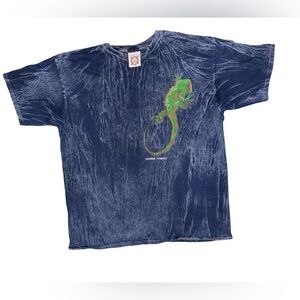 VTG ‎ Yatchclub Iguana Cayman Islands acid wash  Blue t Shirt Size XL